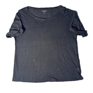 J.Crew 100% Linen Black Womens Tee Shirt T-Shirt Sz L Classic Preppy